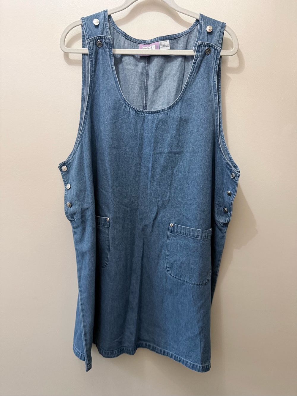 Vintage 90s Denim Jean Jumper Short Overall Dress Plus 3X Boho Western Cottage